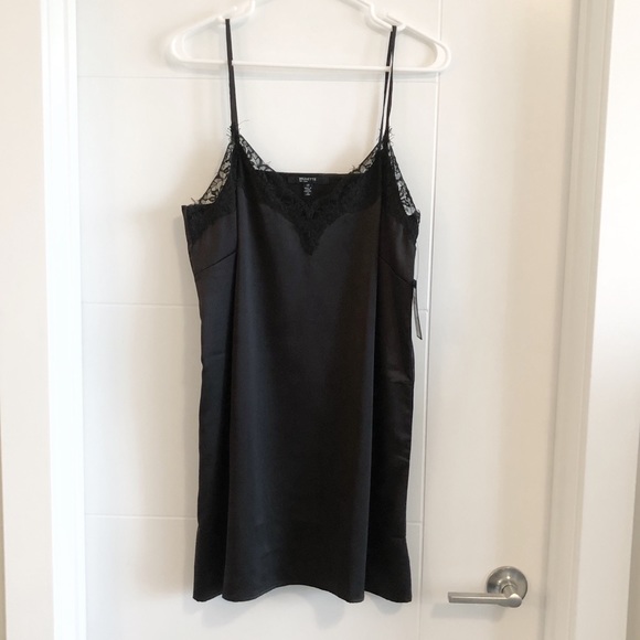 Brunette The Label Dresses & Skirts - NWT Brunette the Label black satin slip dress